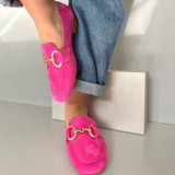 Wish In The Spring Of 2025 New Casual Flat Bottom 40-43 Large-Size Metal Fastener Round Head Lefu Shoes HZ0115