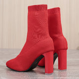 Large-Size Martin Boots Women 2025 New Autumn And Winter Tips And Flying Weave High-Hees Thin Skinny Boots HZ0115