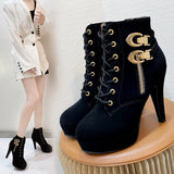 2025 New Ultra-High Heeled Round Head Zipper Short Boots Women With Large Size Martin Boots Tide HZ0115