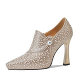French Fashion Pearl Hot Heel 2025 Spring New Side Zipper Tip Fine Heel Women's Fashion Single Shoes HZ0115