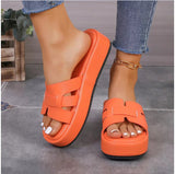 Large-Size Thick-Bottomed Cool Slippers Women's New Summer 2025 Fashion Fish Mouth Comfortable Beach Slippers HZ0115