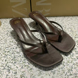 ZA Home 2025 New Square Head Thin Heel Jacket Person-Worded Sandals Female Kitten And Muller Shoes Single Shoes HZ0115