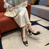 2025 Spring And Summer National Wind Square Design Fashion Shallow Casual Coarse Heel High Fashion Daily Single Shoes Women HZ0115