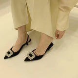 Baotou Sandals Women 2025 New Summer Drill Side Buckle Fairy Wind After The Air Fine Heel Tip Single Shoes HZ0115