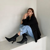 Small Square Head Brown High-Heeling Boots Women 2025 New Autumn And Winter HZ0115