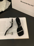 Small High-Level Transparent With A Word Slippers Women's Shoes Wearing 2025 Summer Water Drill Cool Drag High Heel Sandals HZ0115