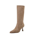 Mid-Crysantor Tip Folds Pile Boots Girls And Lazy Hot Girls Summer Loose Velvet High-Heeled Boots HZ0115