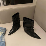 Designing A Hottie Slope And Trouser Tube Boots Autumn And Winter New Pointed Single Boots With Fashion Boots Temperament Fashion Short Boots HZ0115