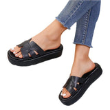 Large-Size Thick-Bottomed Cool Slippers Women's New Summer 2025 Fashion Fish Mouth Comfortable Beach Slippers HZ0115