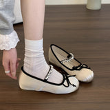 Inner Height Raised Small Silk Satin Single Shoes Women 2025 New Spring And Autumn French Retro Ballet Style Thick-Soled Mary Treasure Shoes HZ0115