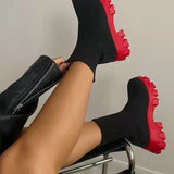 Women's Flying Sports Short Boots Women's Autumn And Winter New Women's Boots Large-Size One-Legged Pedal Socks Boots HZ0115