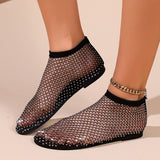 Round Head Beach Sandals Women Wearing Hollow Water Drill A Foot Pedal Breathable Mesh Sandals Women Low Help Cool Boots HZ0115