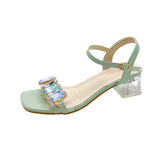 New French Water Drill Sandals Coarse Heel High Heels In The Summer Of 2025 Fashion Temperament Daily Commute Cool Drag HZ0115