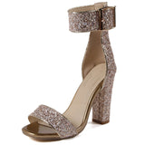 22 New Wedding Shoes Dinner Summer Toe Lichen Sexy Hollow Thick High Heel Sandals Foot Buckle Band HZ0115