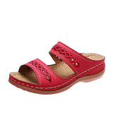 2025 New Large-Size Slippers Retro Car Line Anti-Slip Round Slope And Comfortable Word Cool Slippers Woman HZ0115