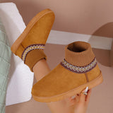 Autumn And Winter New Pine Cake Thick Bottom Knitted Mouth To Keep Warm Snow Boots Women's Korean Version Round Tsetse Women Cotton Boots HZ0115