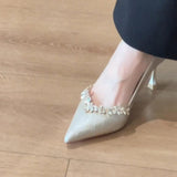 New Beautiful Champagne High Heels Wedding Shoes Two Women's Water Drill Tips Famous Wind Fine Heel Single Shoes HZ0115
