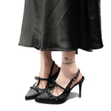 Spring And Autumn 2025 New Sharp-Colored Silk Satin Light Mouth With Back Air Water Drill High Heel Women's Fine Heel Single Shoes HZ0115