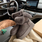 Buckle With Thick-Sleet Hair Edge To Keep Warm Cotton Shoes In The Long-Singed Snow Boots Women Winter Model HZ0115