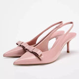 White Moonlight! Temperamental Bow White Back Empty Sandals Women Spring 2025 Korean Version Of Daily Commute Fine Heel Single Shoe Tips HZ0115