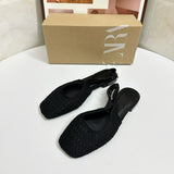 ZA Home 2025 Small Korean Version Of Hand-Woven Fishing Net Bag Head Sandals Women's Summer Flat Bottom Behind The Stumbling Cold Slippers HZ0115
