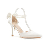 A Buckled Pearl Chain French-Style Bag Head Sandals Women's New Summer New White Wedding Champagne High Heels Single Shoes HZ0115