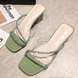 Summer New Women's Style Coarse And Slippers Korean Version Of Simple Fashion Transparent Cool Slippers Outside Wearing The Front Half Slippers High HZ0115