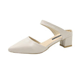2025 Spring And Summer Korean Version Of The Bag Head With Cold Slippers Female Pointed Word Thick Heel Half-Slippers High Heels Thin HZ0115
