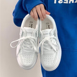 Small White Shoes 2025 Spring And Autumn New Thick-Soled Pure White Round Head Shoes Students Tied Casual Shoes HZ0115
