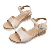 Slope Hed Sandals Women 2025 Summer New Large-Size Fish Mouth Buckle Fashion Comfortable Thick-Soled Sandals HZ0115