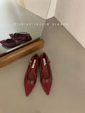 Temperament Red Single Shoe Design Sense Niche 2025 Spring And Autumn New Soft Bottom Tip Down Mary Jane Women's Shoes HZ0115