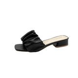 2025 Spring And Summer New High-Heded One-Word Slippers Women's Head Lazy Half-Fashion Folds Wearing Sandals Children HZ0115