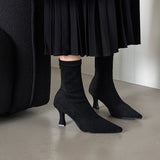 Apricot Short Boots Women Autumn And Winter Commute High And Bare Boots Korean Version Of Thin Skinny Boots Tips And Elastic Socks Boots HZ0115