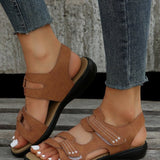 Sandals Summer New Slopes And Sandals Magic Buckle Thick Soles Large-Size Leisure Solid Sand Beach Shoes HZ0115