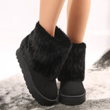 New Thick-Bottomed Round Head Rolls Hairy Short-Snow Boots Women's Pine Cake Bottom Warm Thick Cotton Shoes HZ0115