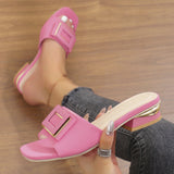 Fang Button Fish Mouth Slippers Women 2025 Summer New Korean Version Of Large-Size Fashion Wearing A Word Drag Coarse And Cold Slippers HZ0115
