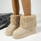 2025 Autumn And Winter New Large-Size Lady Thick Bottom Snow Boots Thick Bottom Cylinder Plus Velvet Warm HZ0115