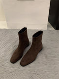 Rough Velvet Korean Small Ankle Boots Women's Shoes 2025 New Autumn And Winter Martin Boots Slim Skinny Short Boots HZ0115
