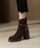 Close Your Eyes Into The Thick Bottom And Splicing Short Fashion Boots Women Autumn And Winter After The Zipper Frosting High And Short Boots HZ0115