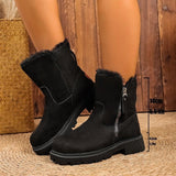 Snow Boots Autumn And Winter New Large Size Side Zip Hair Anti-Slip Waterproof Plus Thick Low-Tight Cotton Shoes HZ0115