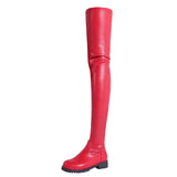 Knee-High Boots Over Knee Leg Boots Side Zipper Low And Round Head Boots HZ0115