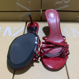 ZA2025 New Spring New Red High Quality Coarse And Bow Round Head Slippers Woman HZ0115