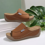 Large-Size Thick-Bottomed Casual Slippers Women 2025 New One-Word Fashion Simple Time Fish Mouth Slippers HZ0115