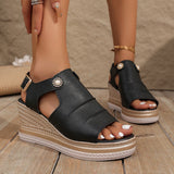 Large-Size Grass-Weed High-Heeled Sandals Women's 2025 New Thick-Sed Fish Mouth Roman Shoes With High-Heeled Women's Sandals HZ0115