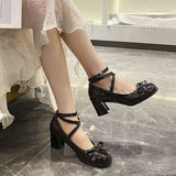 2025 New Spring And Autumn Cross-Tie Mary Jane Small Leather Shoes British Wind High Bow Bow Girl Student Single Shoes HZ0115