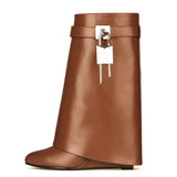 Winter New Large Cylinder Lock Skirt Side Of The Super High Slope And Round Scalp Face High And Zipper Short Boots Woman HZ0115