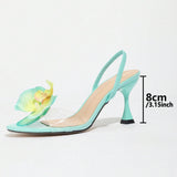 Women's Round Head Three-Dimensional Flowers After Tripped With Feet Fine Heel Sandals Gorgeous Fashion Women's Sandals HZ0115