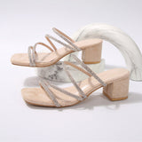 Fashion Sandals Female Fairy Wind 2025 New Thick Heel Water Drill With High Heel Shoes Large Size Two Wearing Slippers HZ0115