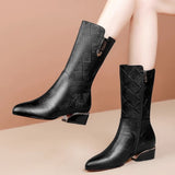 2025 New Autumn And Winter Boots Children Thick Heeled Boots Soft Leather Women's Shoes Winter HZ0115
