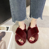 Autumn And Winter New Big Rabbit Velvet Cross With Couple Floor Cotton Slippers Indoor Warm Anti-Slip Cotton Slippers HZ0115